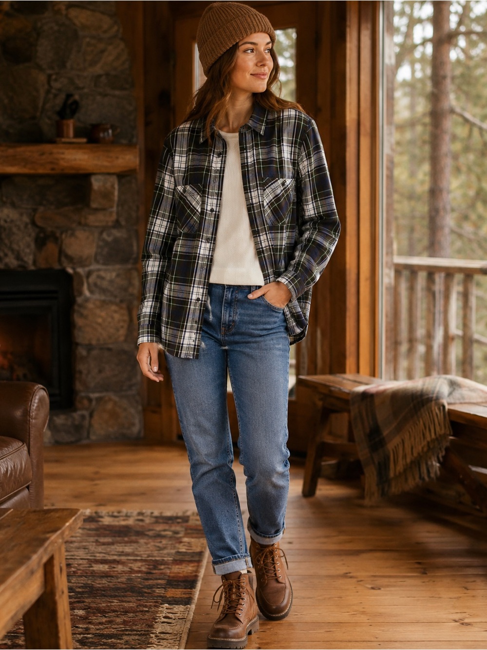 Ralph Lauren Denim & Supply women’s tartan plaid flannel Cabincore shirt